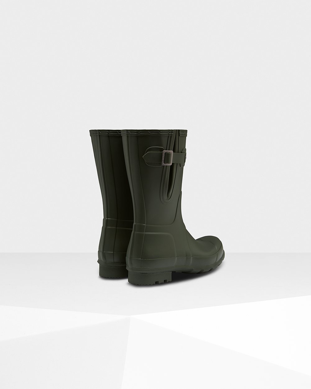 Mens Short Rain Boots - Hunter Original Side Adjustable (25EGQWKLY) - Dark Olive
